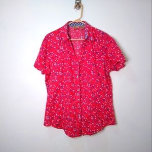 Wrangler Red Floral Pearl Snap Shirt, size XL